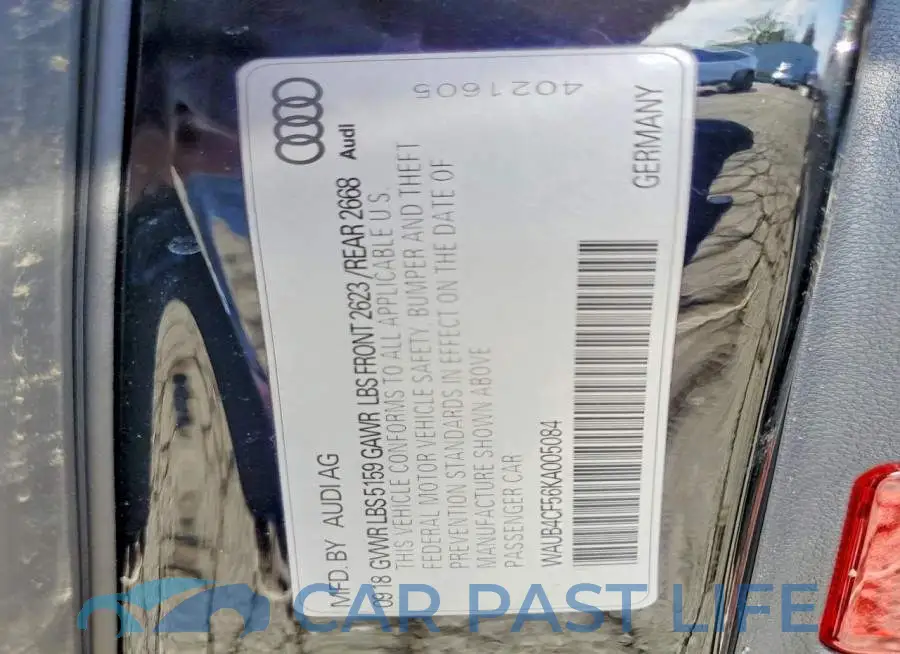 WAUB4CF56KA005084# 12