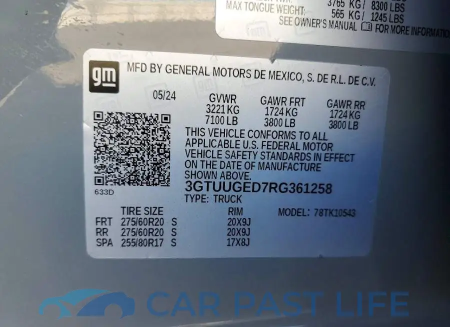 3GTUUGED7RG361258# 12