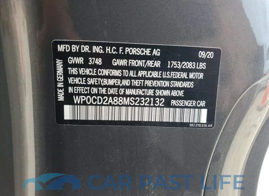 WP0CD2A88MS232132# 13