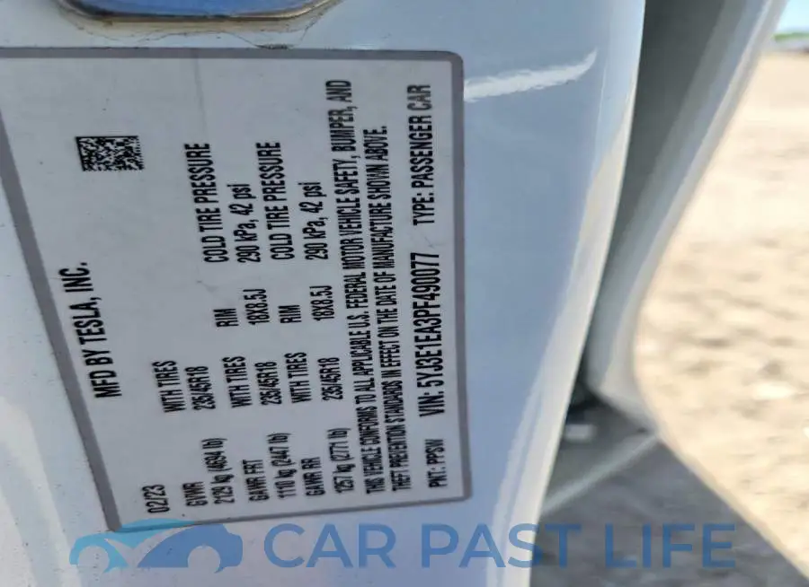 5YJ3E1EA3PF490077# 12