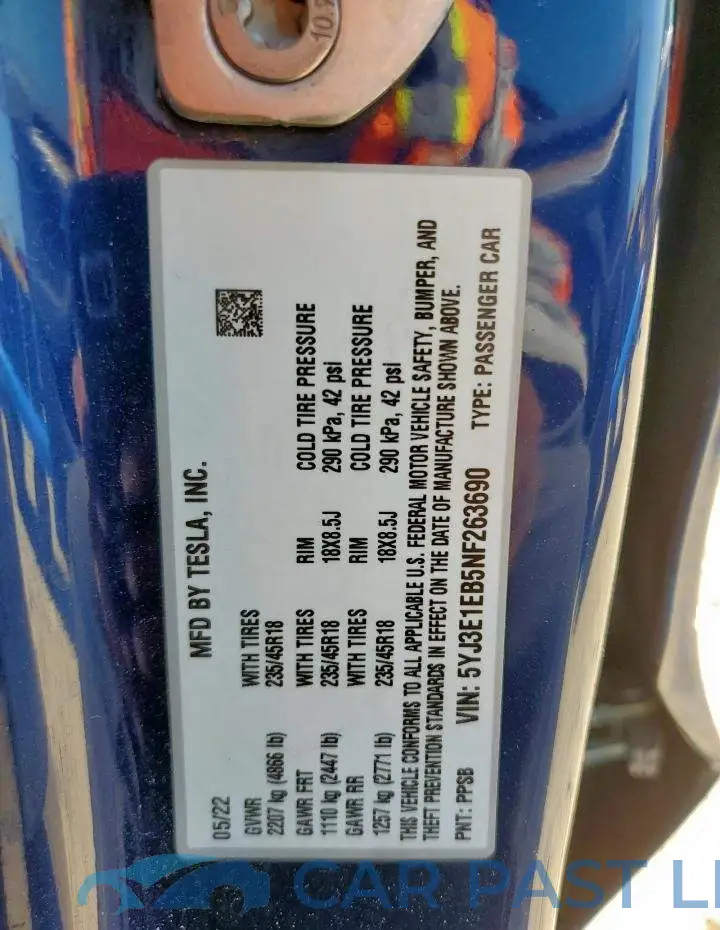 5YJ3E1EB5NF263690# 12