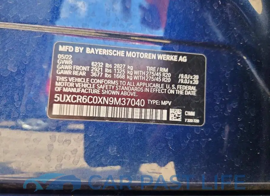 5UXCR6C0XN9M37040# 13