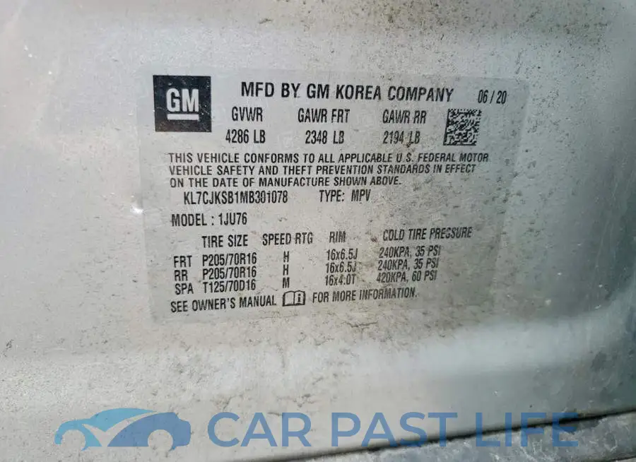 KL7CJKSB1MB301078# 12
