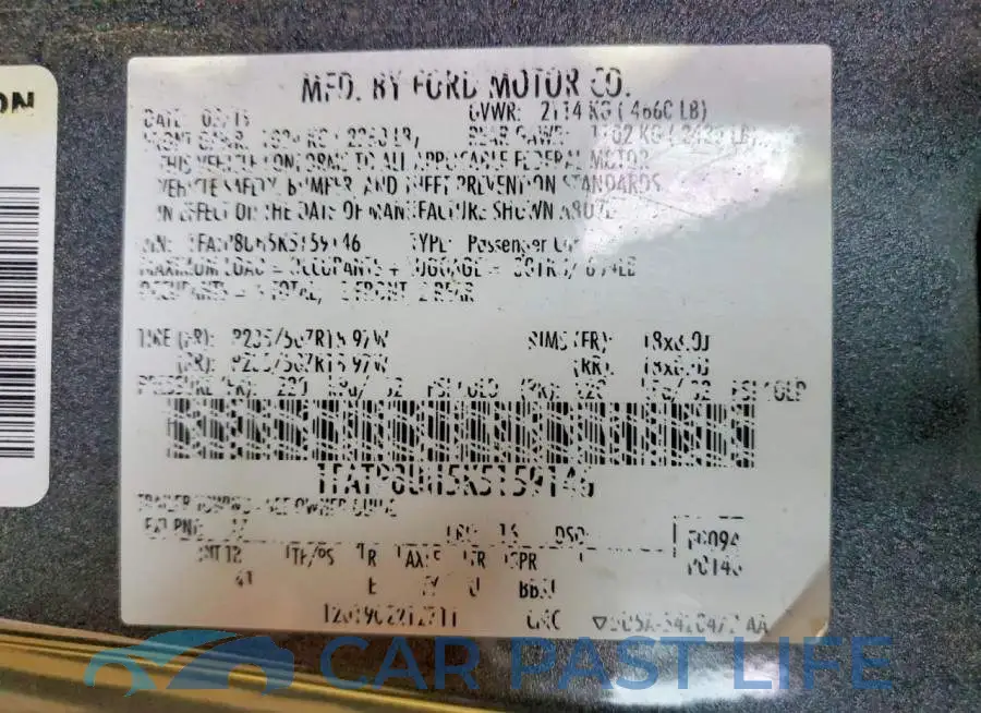1FATP8UH5K5159146# 12