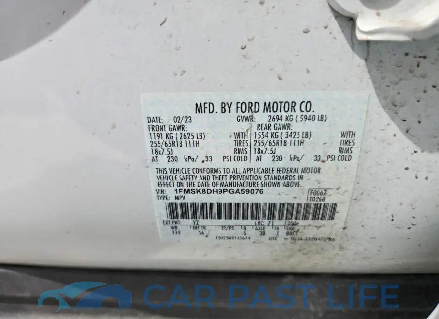 1FMSK8DH9PGA59076# 13