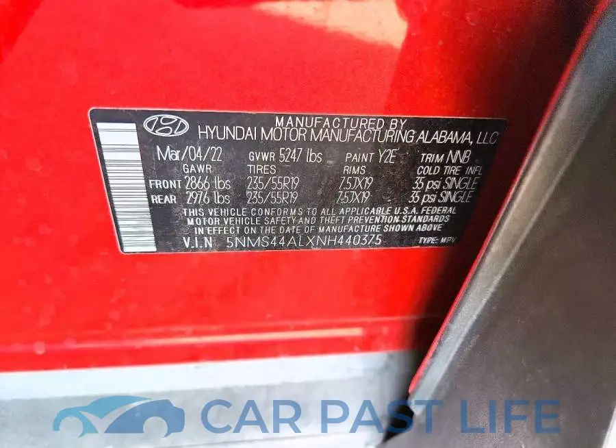 5NMS44ALXNH440375# 13
