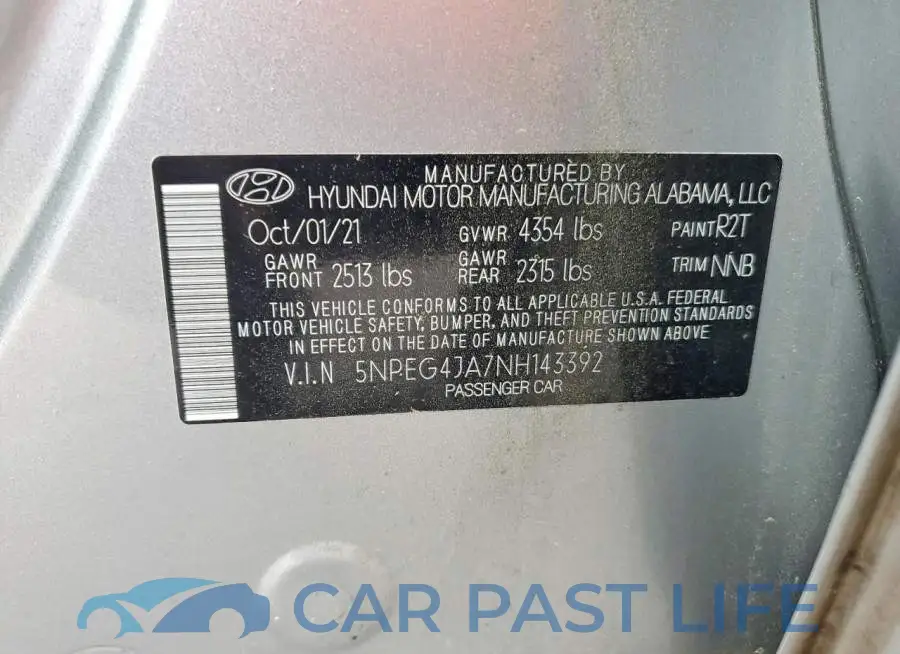 5NPEG4JA7NH143392# 12