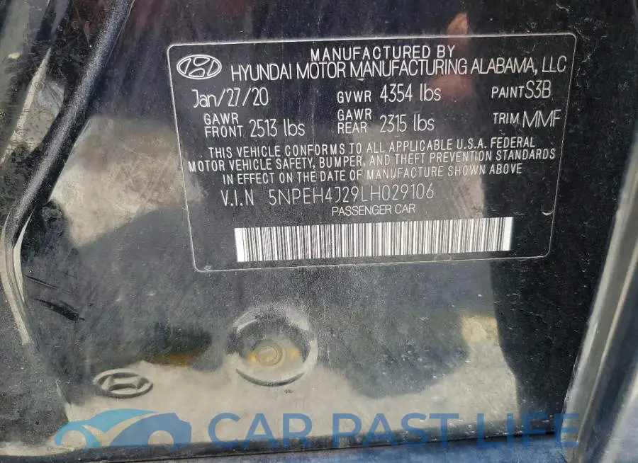 5NPEH4J29LH029106# 12