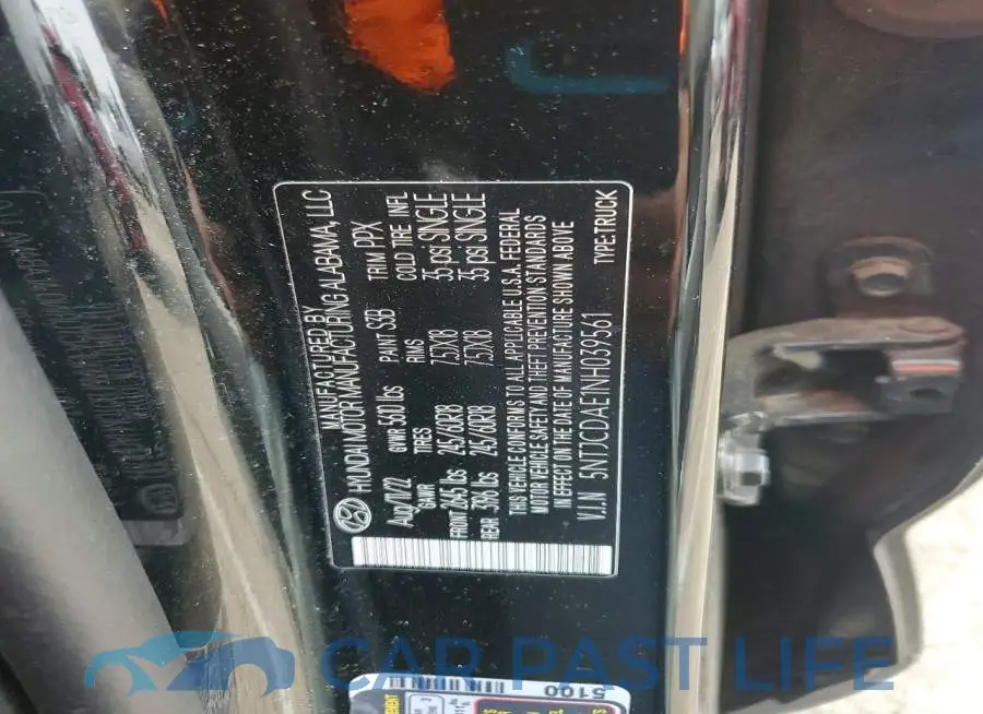 5NTJCDAE1NH039561# 12