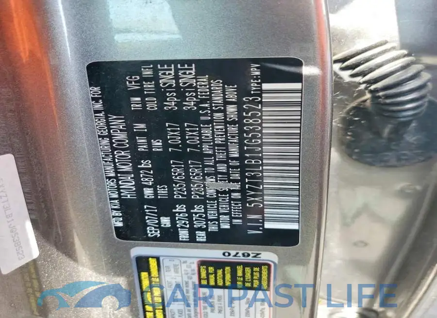 5XYZT3LB1JG538523# 13