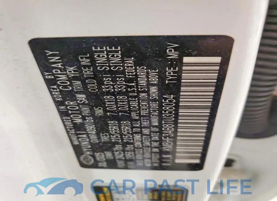 KM8HF3AB8TU358054# 12