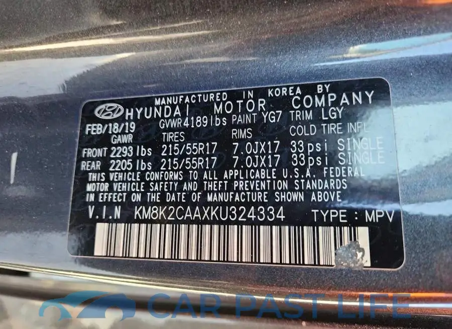 KM8K2CAAXKU324334# 14