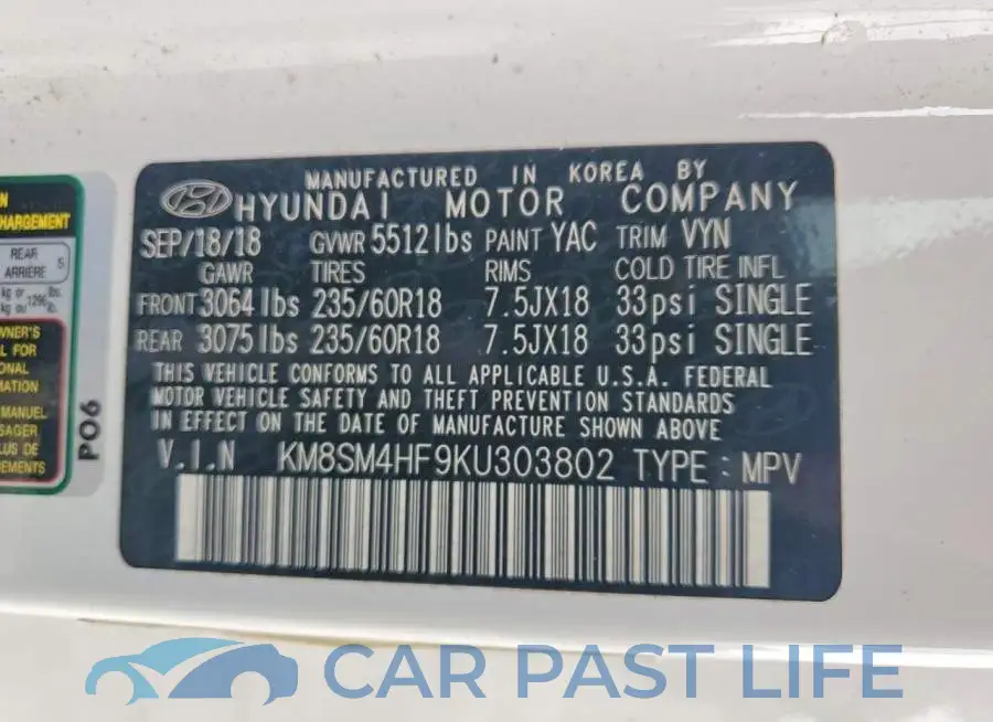 KM8SM4HF9KU303802# 13
