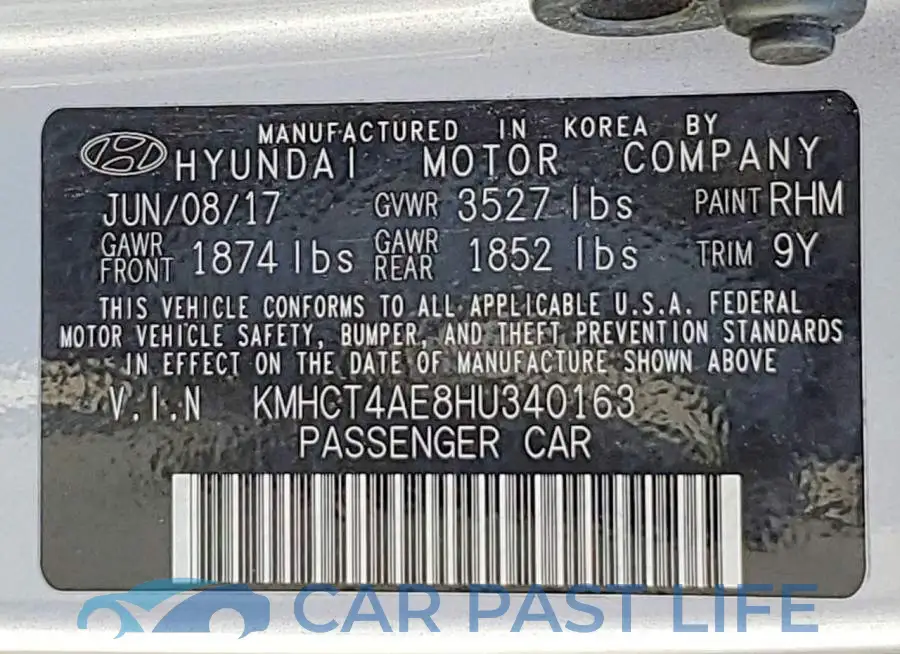 KMHCT4AE8HU340163# 12