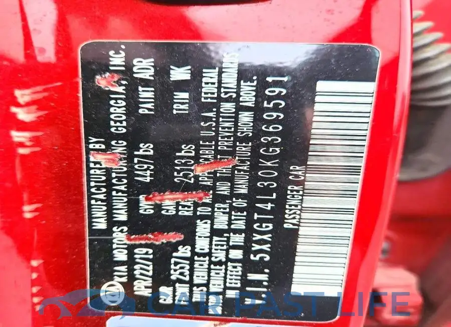 5XXGT4L30KG369591# 12