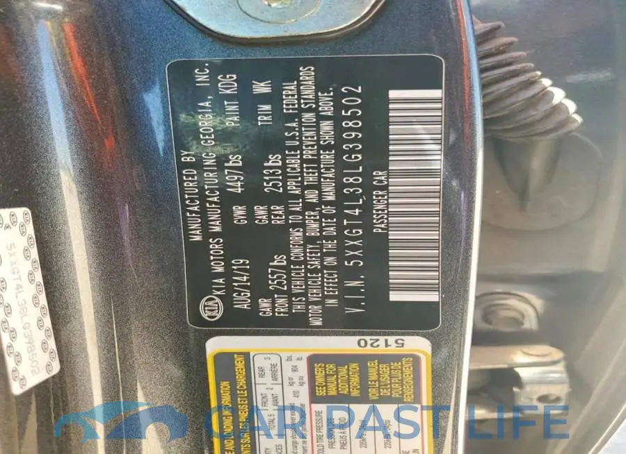 5XXGT4L38LG398502# 12