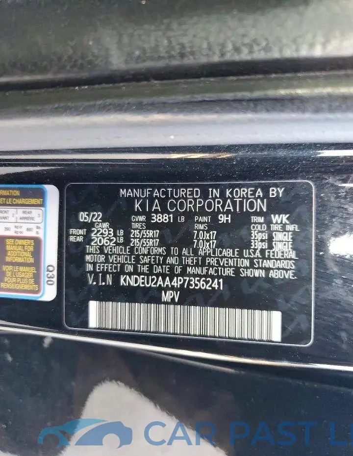 KNDEU2AA4P7356241# 13