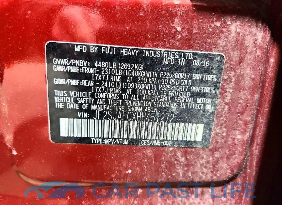 JF2SJAECXHH451272# 12