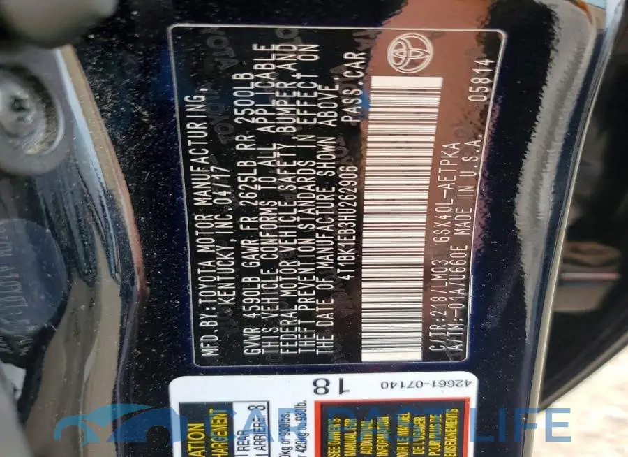 4T1BK1EB3HU262906# 12