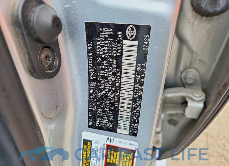 4T1BK1EB6JU284100# 12