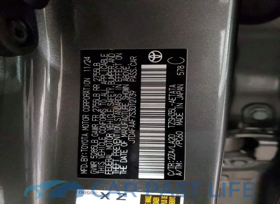 JTDAFAAF7S3012739# 13