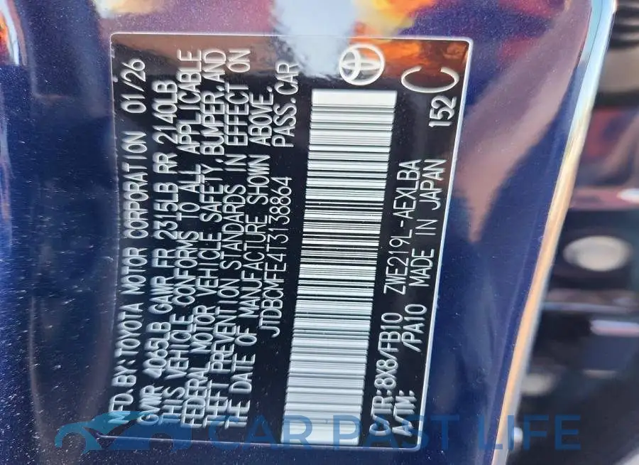 JTDBCMFE4T3138864# 12
