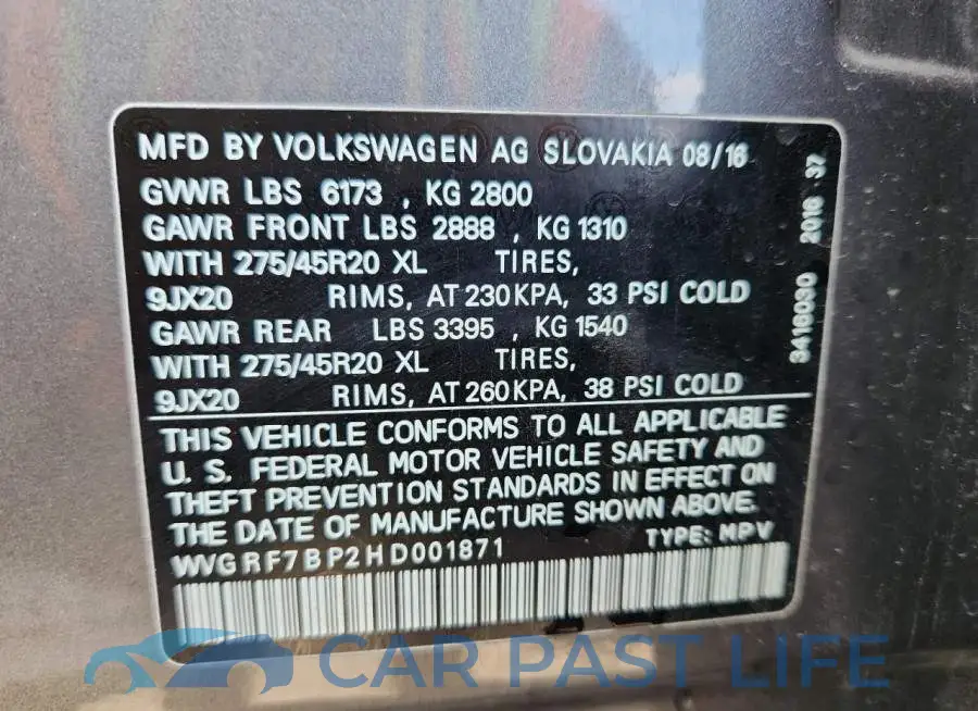 WVGRF7BP2HD001871# 13