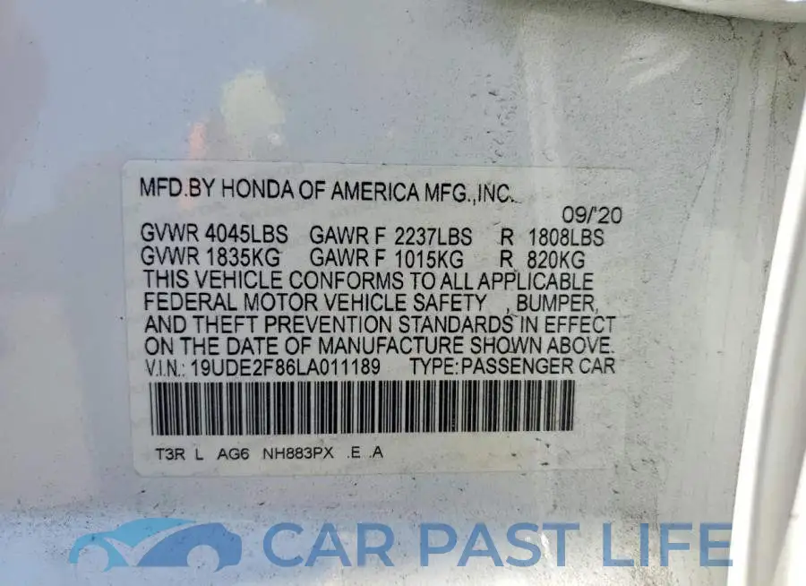19UDE2F86LA011189# 12