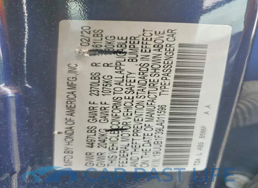 19UUB1F39LA011596# 12