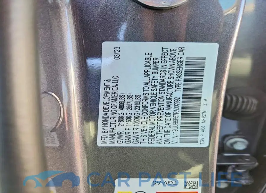 19UUB5F57PA002992# 12