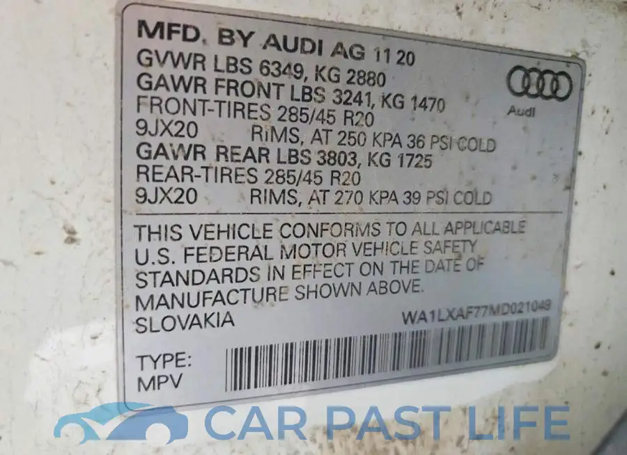 WA1LXAF77MD021049# 14