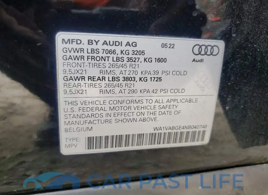 WA1VABGE4NB040748# 13