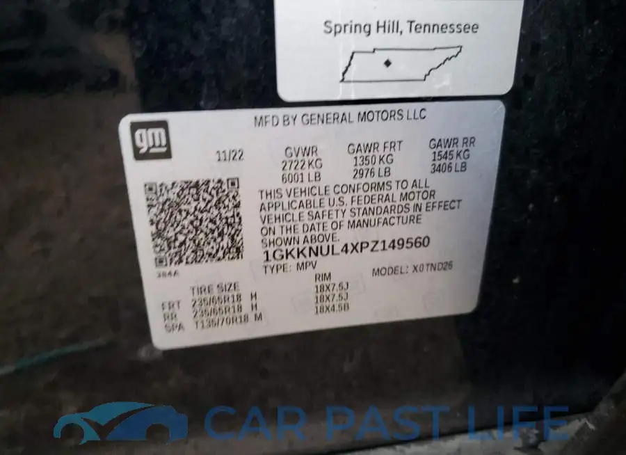 1GKKNUL4XPZ149560# 12