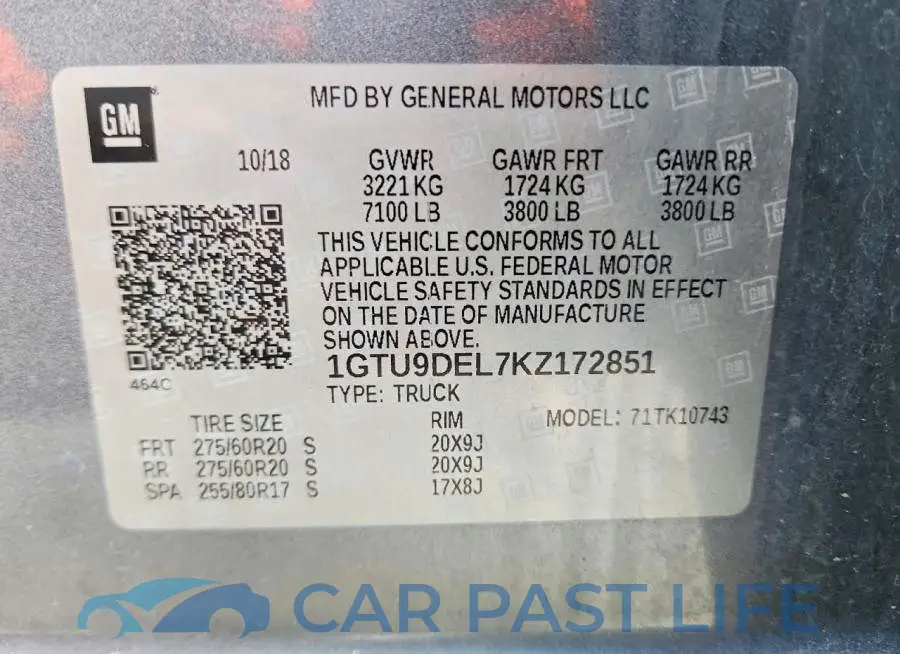 1GTU9DEL7KZ172851# 12