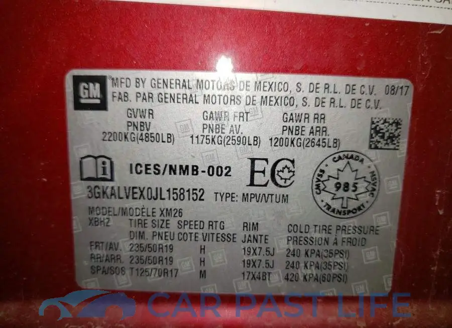 3GKALVEX0JL158152# 13