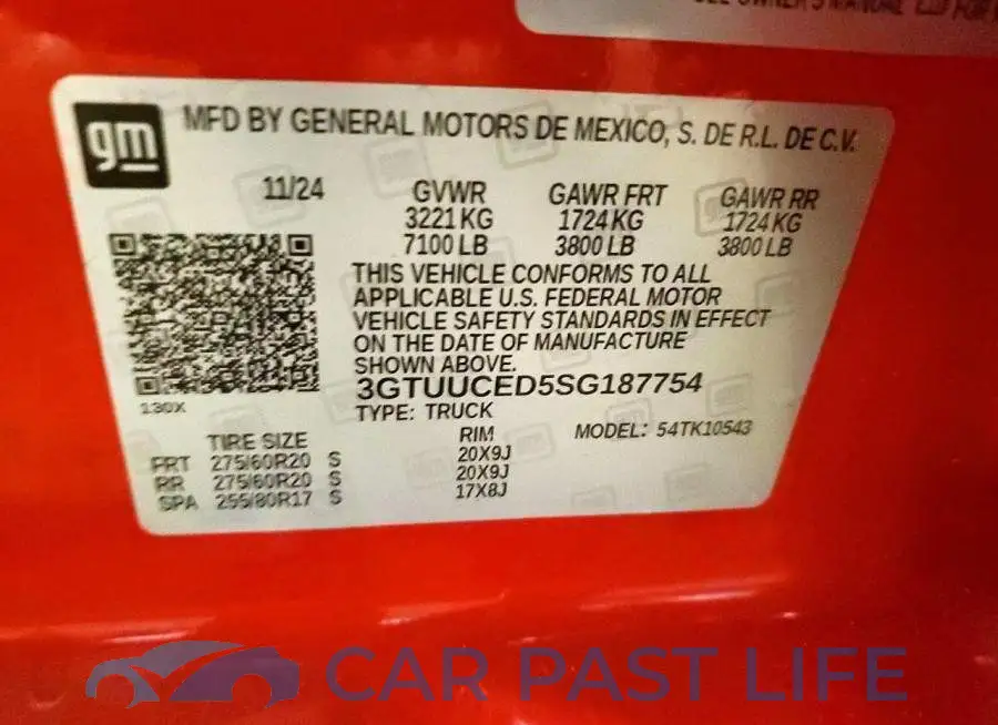 3GTUUCED5SG187754# 12