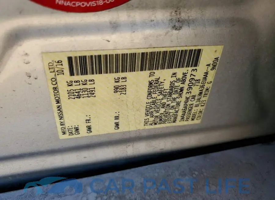 1N4AA6AP4HC390973# 12