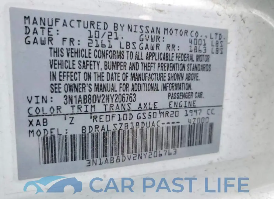 3N1AB8DV2NY206763# 12