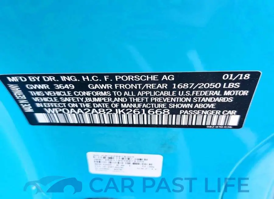 WP0AA2A82JK261668# 12