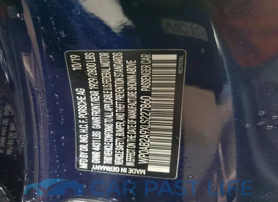 WP0AB2A9XLS227860# 12