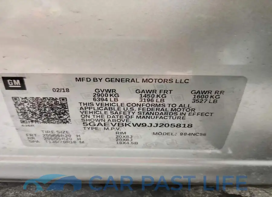 5GAEVBKW9JJ205818# 13