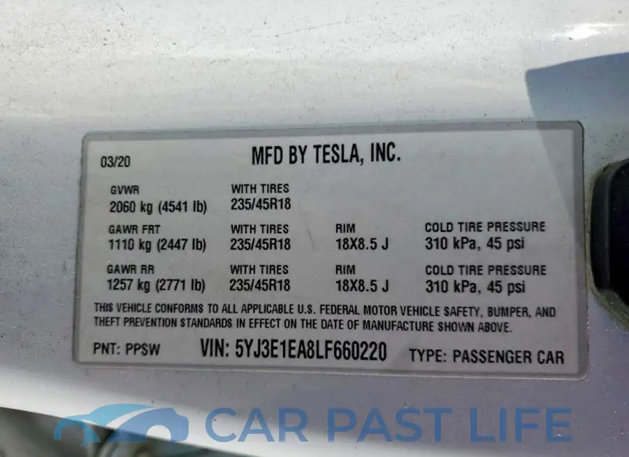 5YJ3E1EA8LF660220# 12