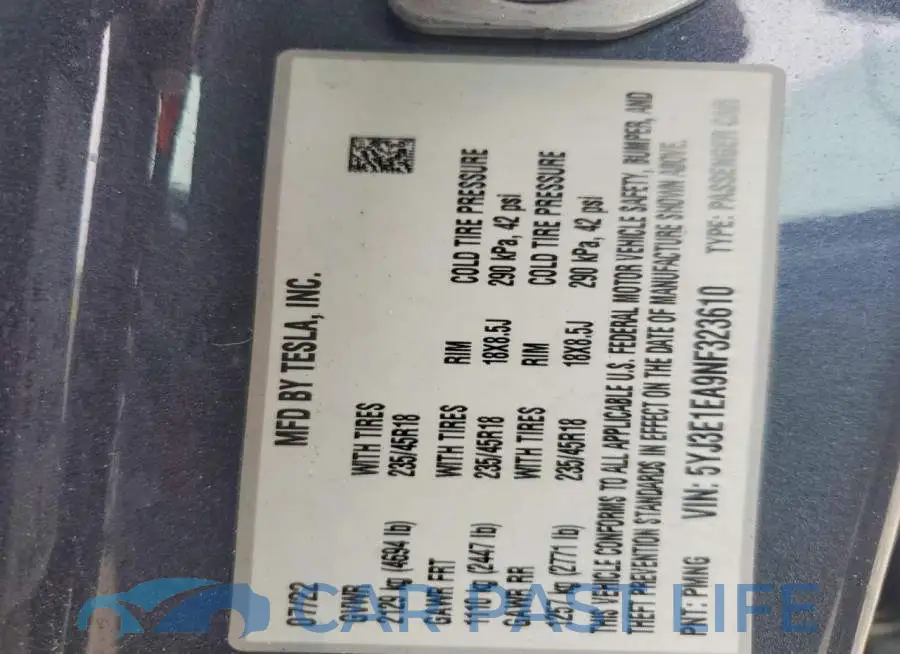 5YJ3E1EA9NF323610# 12