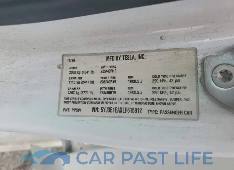 5YJ3E1EAXLF615912# 12