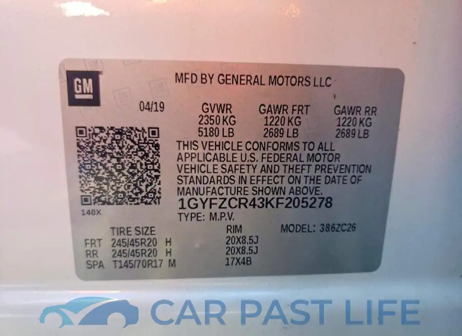 1GYFZCR43KF205278# 12