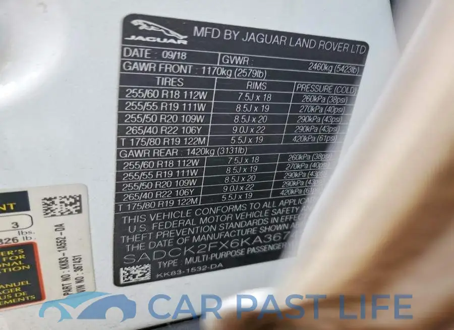 SADCK2FX6KA367431# 12