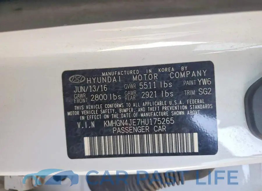 KMHGN4JE7HU175265# 12