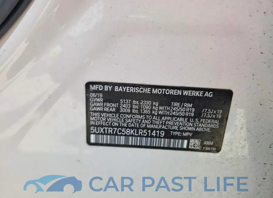 5UXTR7C58KLR51419# 13