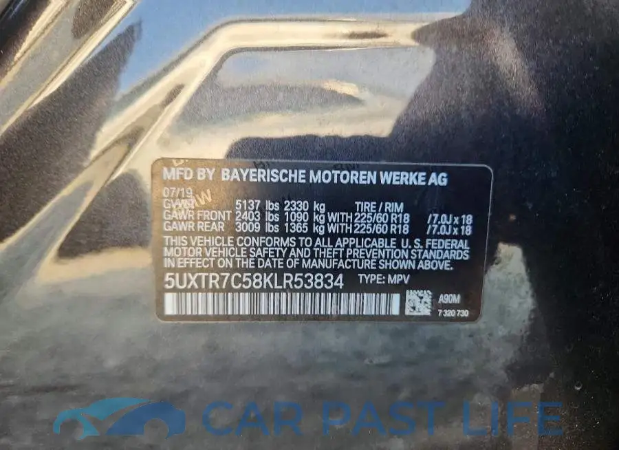5UXTR7C58KLR53834# 13