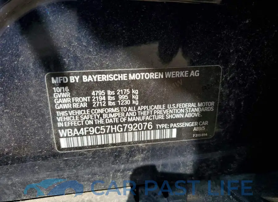 WBA4F9C57HG792076# 12